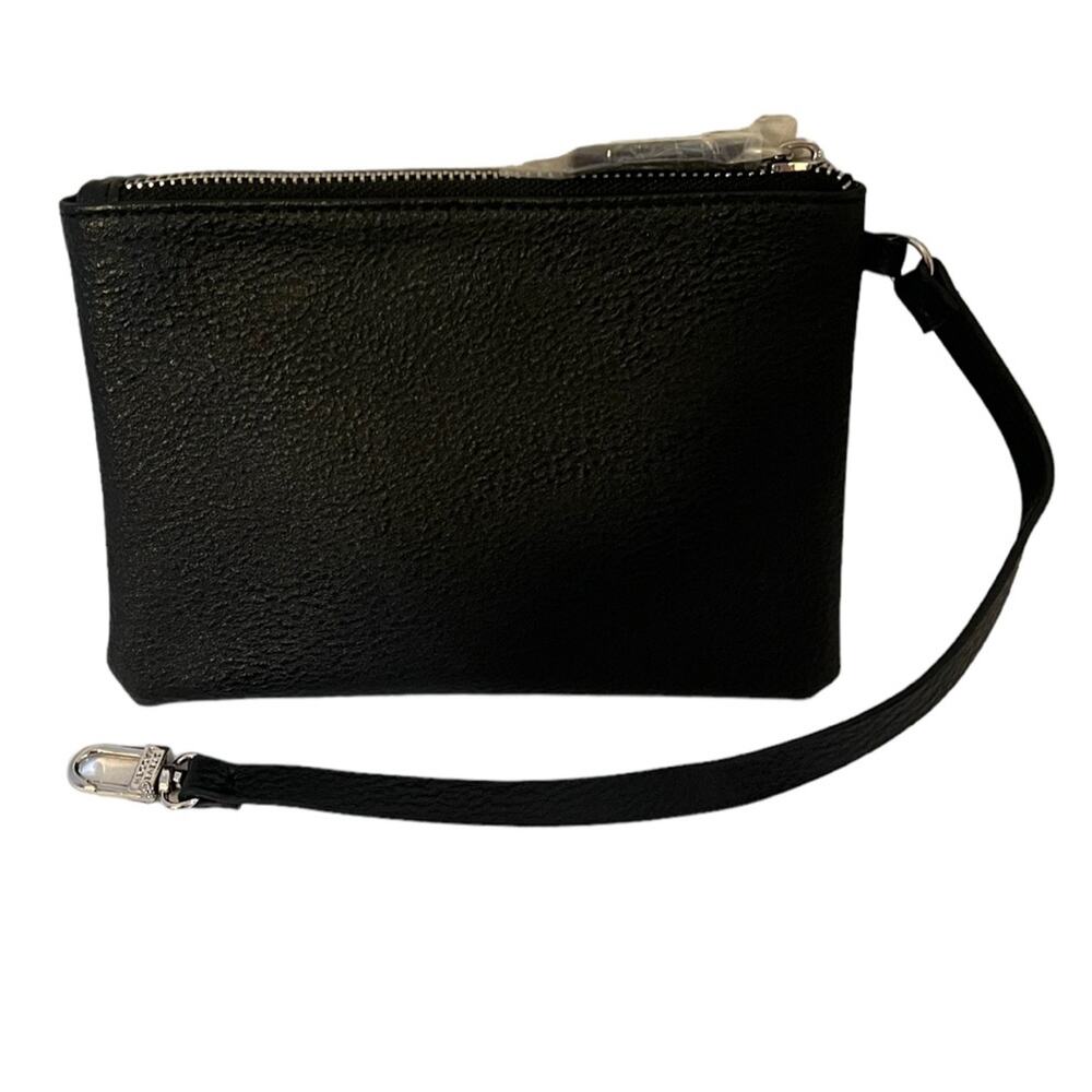 Steve Madden Black Zipper Makeup Travel Pouch Bag with Strap & Clip